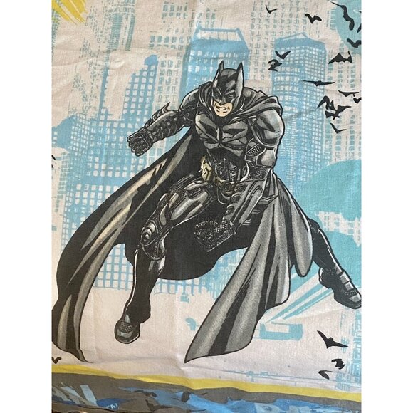 DC Comics Batman Twin Size Flat Sheet Blue Yellow Black - Picture 2 of 5